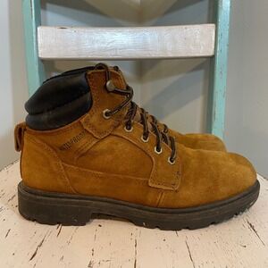 Brahma Mens Waterproof Work Boots Wheat Tan Leather  MNBR0544411  8W Work READ